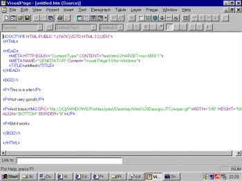 Visual Page's HTML Source editor