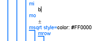 Quadratic Formula MathML Markup Structure in Amaya