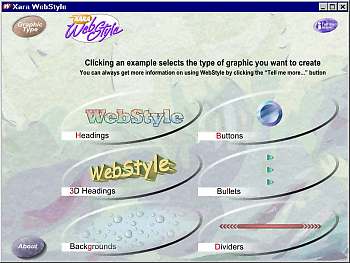 Webstyle's template selection screen